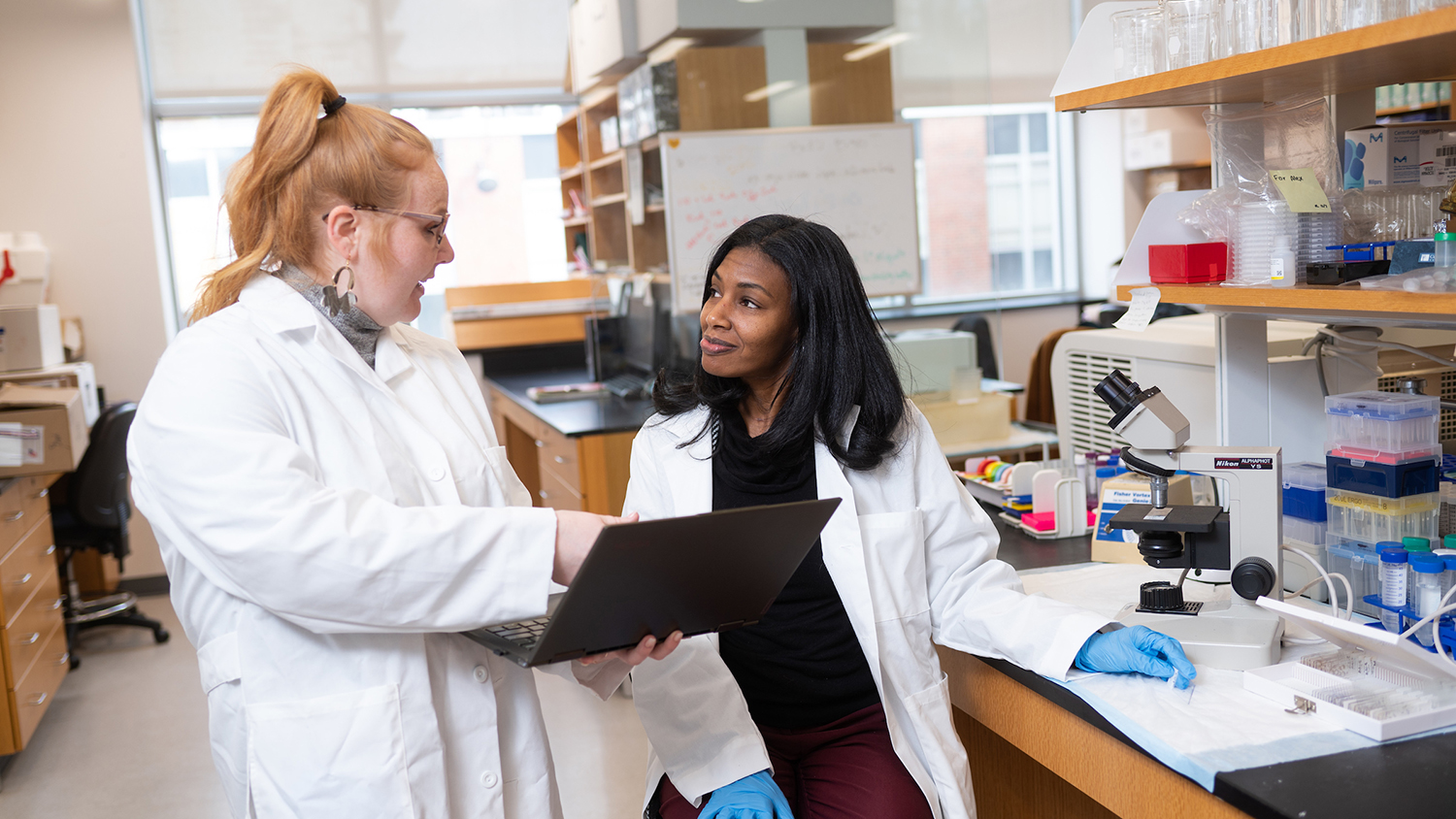 Dr. Arion Kennedy, Molecular and Structrual Biochemistry, in her lab on main campus. The Kennedy lab aims to determine the impact of the innate and adaptive immune system on obesity-associated metabolic disorders. Photo by Marc Hall