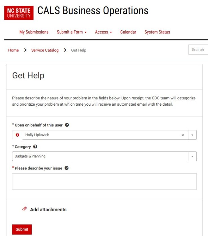 Get Help SN Form Screenshot