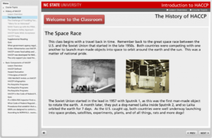 Screenshot of The Space Race course page