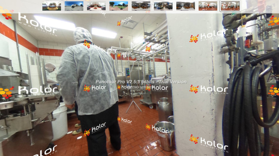 Panoptic view of food processing area