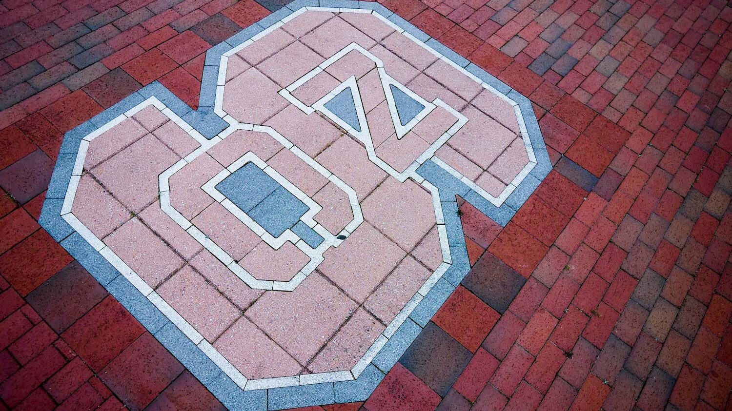 Header for Alumni Spotlight - The NC State block "S" logo in brick off Varsity Drive.